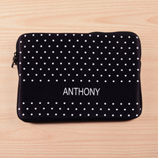 Personalised Name Black Polka Dots Macbook Air 11 Sleeve