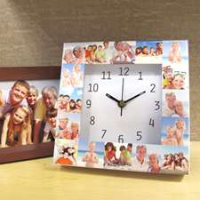 16 Collage White Large Face Photo Personalised Clock