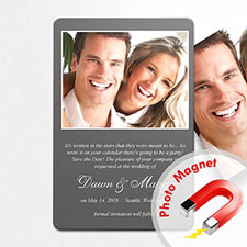 Personalised Grey Wedding Announcement Photo Fridge Magnets