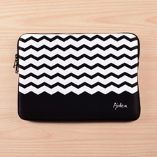 Personalised Name Black Chevron Macbook Air 13 Sleeve