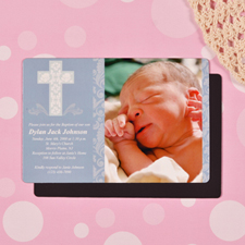 Personalised Framed Cross Boy Baptism 4x6 Large Photo Magnets