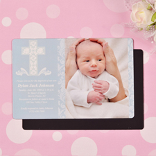 Personalised Blessed Baby Blue Baptism 4x6 Large Photo Magnets