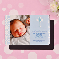Personalised Faithfully Blue Baptism 4x6 Large Photo Magnets