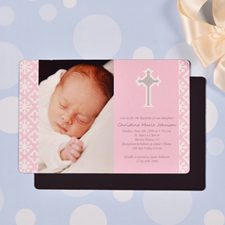 Personalised Faithfully Pink Baptism 4x6 Large Photo Magnets