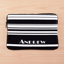 Personalised Initials Black Stripes Macbook Air 13 Sleeve