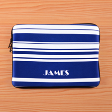 Personalised Name Blue Stripes Macbook Air 13 Sleeve