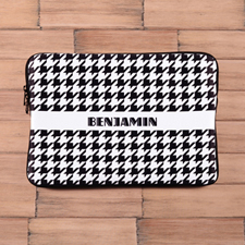 Personalised Name Black Hounds Tooth Macbook Air 13 Sleeve