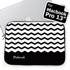 Personalised Name Black Chevron Macbook Pro 13 Sleeve (2015)