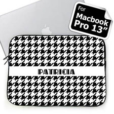 Custom Name Black Hounds Tooth Macbook Pro 13 Sleeve (2015)