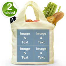 Personalised Both Sides 4 Collage Folded Shopper Bag, Classic