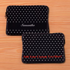 Custom Front And Back Personalised Name Black Polka Dots Macbook Air 13 Sleeve