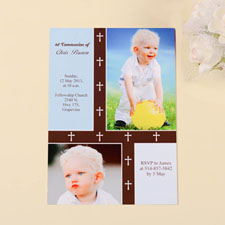 Print Your Own Organic Cross – Boy Collage Communication Invitation Cards