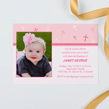 Print Your Own Sweet Reflection – Soft Pink Baptism Photo Invitation Cards