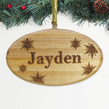 Personalised Engraved Snowflakes Star Wood Ornament