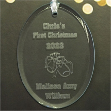 Personalised Laser Etched Baby's 1St Christmas Glass Ornament