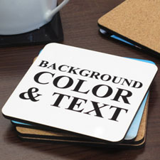 Background Colour & Text Personalised Cork Coaster