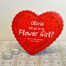 Flower Girl Personalised Heart Shape Puzzle