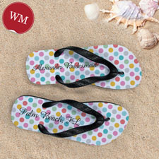 Design My Own Modern Dots With Custom Name, Women's Medium Flip Flop Sandals