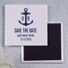 Ship's Anchor Nautical Wedding Square Photo Magnet
