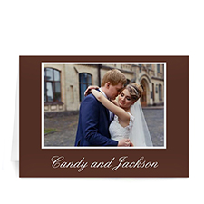 Custom Chocolate Brown Wedding Photo Cards, 5X7 Folded
