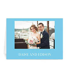 Custom Baby Blue Wedding Photo Cards, 5X7 Folded