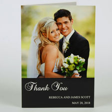Custom Classic Black Wedding Photo Cards, 5X7 Portrait Folded Simple