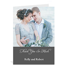 Custom Classic Grey Wedding Photo Cards, 5X7 Portrait Folded Simple