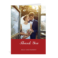 Custom Classic Red Wedding Photo Cards, 5X7 Portrait Folded Simple
