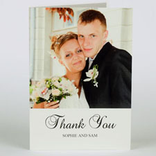 Custom Classic White Wedding Photo Cards, 5X7 Portrait Folded Simple