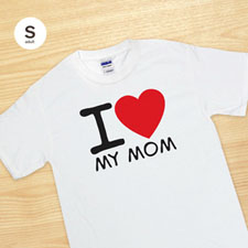 Custom Print I Love White Adult Small T Shirt