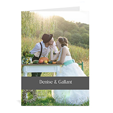 Custom Classic Grey Wedding Photo Cards, 5X7 Portrait Folded Causal