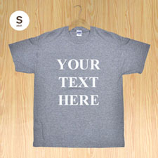 Custom Print Personalised Message Words Gray Adult Small T Shirt