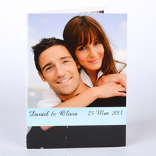 Custom Baby Blue Wedding Photo Cards, 5X7 Portrait Folded Causal