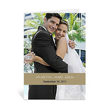 Custom Timeless Gold Wedding Photo Cards, 5X7 Portrait Folded Causal