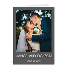 Custom Classic Grey Wedding Photo Cards, 5X7 Portrait Folded