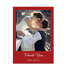 Custom Classic Red Wedding Photo Cards, 5X7 Portrait Folded