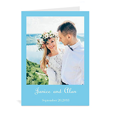 Personalised Baby Blue Wedding Photo Cards, 5X7 Portrait Folded
