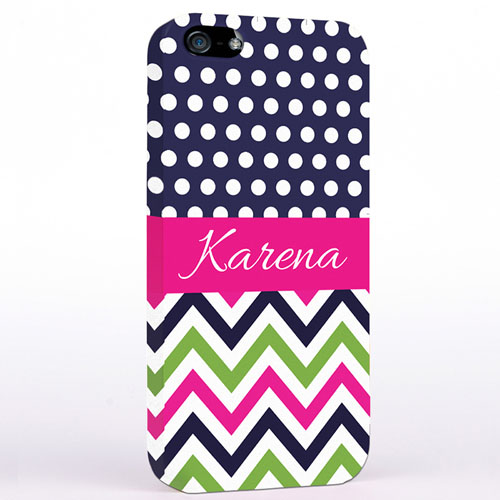 Personalized Colorful Chevron Black & White Polka Dots iPhone Case