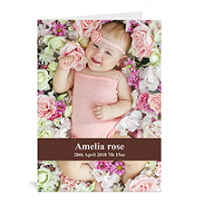 Personalised Chocolate Brown Baby Photo Cards, 5