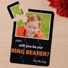 Elegant Black Will You Be My Ring Bearer Invitation Puzzle