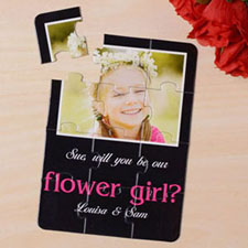 Elegant Black Will You Be My Flower Girl Invitation Puzzle