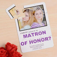 White Will You Be My Matron Of Honor Invitation Puzzle