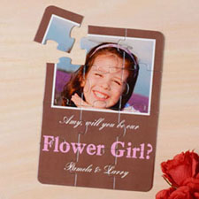 Brown Will You Be My Flower Girl Invitation Puzzle