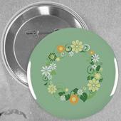 Spring Floral Wedding Custom Button Pin, 2.25