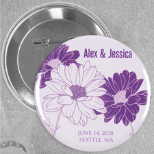 Save The Date Daisy Wedding Custom Button Pin, 2.25