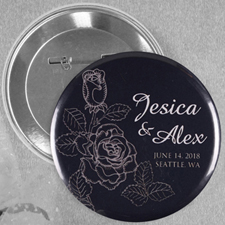 Elegant Rose Save The Date Personalised Button Pin, 2.25