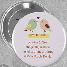 Love Birds Wedding Personalised Button Pin, 3