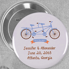 Tandem Bike Wedding Custom Button Pin, 3