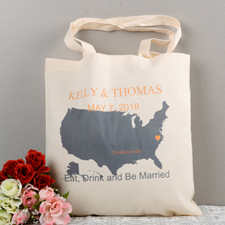 Personalised Us Map Wedding Tote  Sun Bag