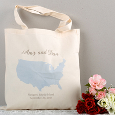 Personalised Us Map Wedding Tote  Sunshine Bag
